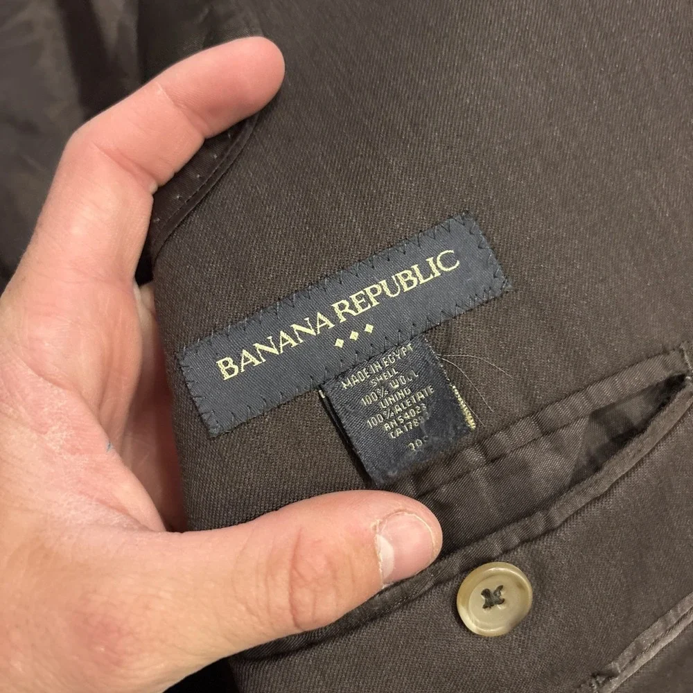 Banana Republic Blazer Men's 38S Brown 100% Wool 3-Button Lined Suit Jacket Wove